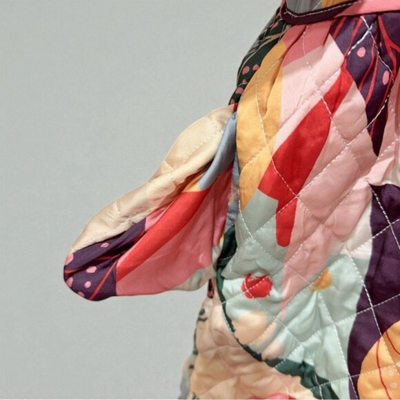 NWT En Saison Floral Quilted Puff Sleeve Baby Doll Mini Dress Size - Picture 3 of 8